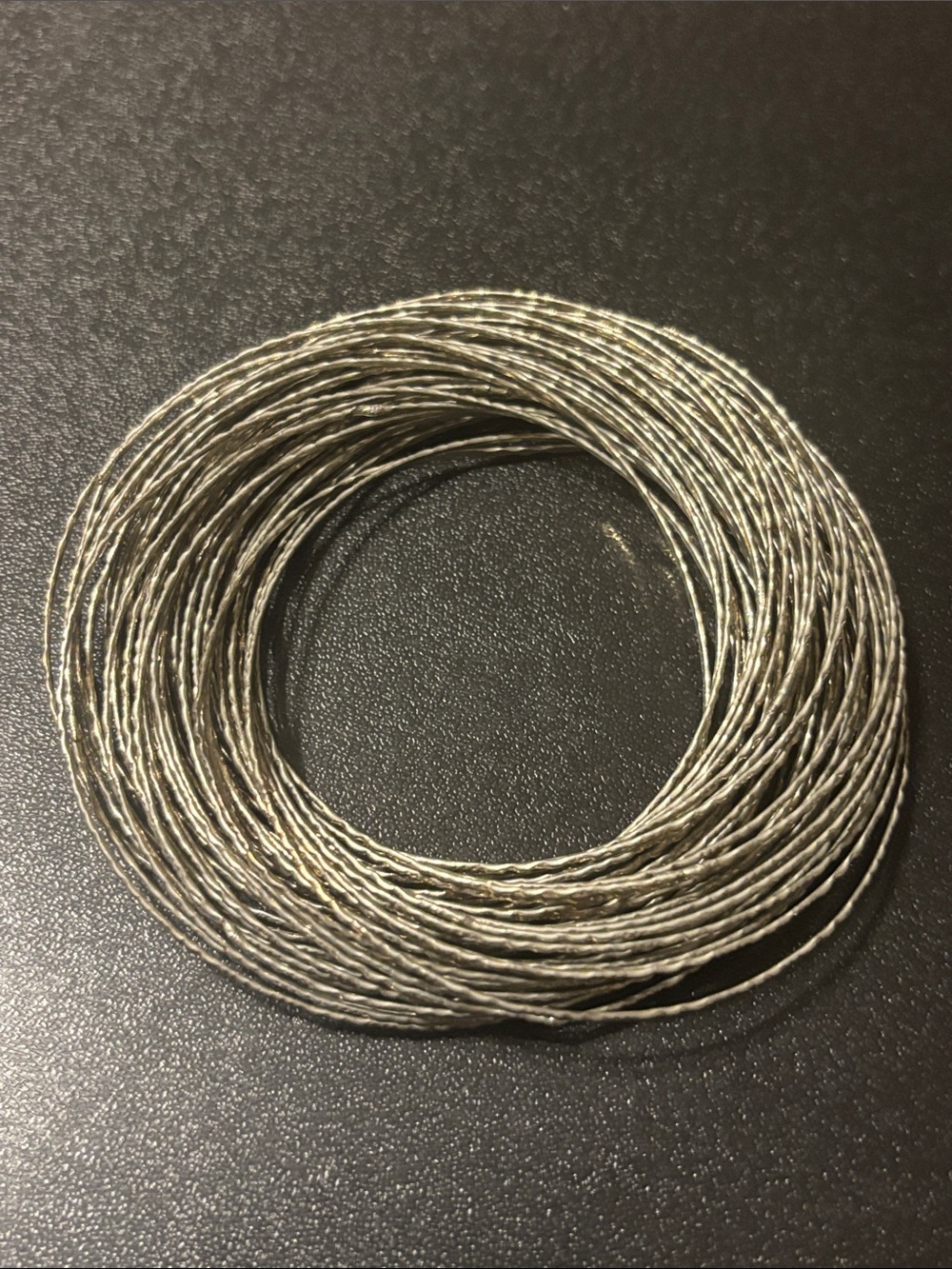 Silver Tone Multi-Strand Bracelet Interlocking Sleek Stacked Design